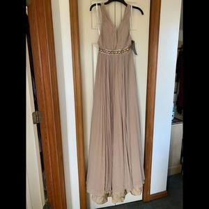 Sherri Hill Womens Jeweled Empire Waist A Line Gown Nude Size 00